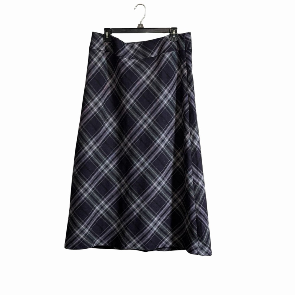 Talbots Sz 16 Maxi Skirt Wool Blend Purple Plaid Academia Preppy